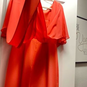 Tahari dark coral dress-Bell sleeves.